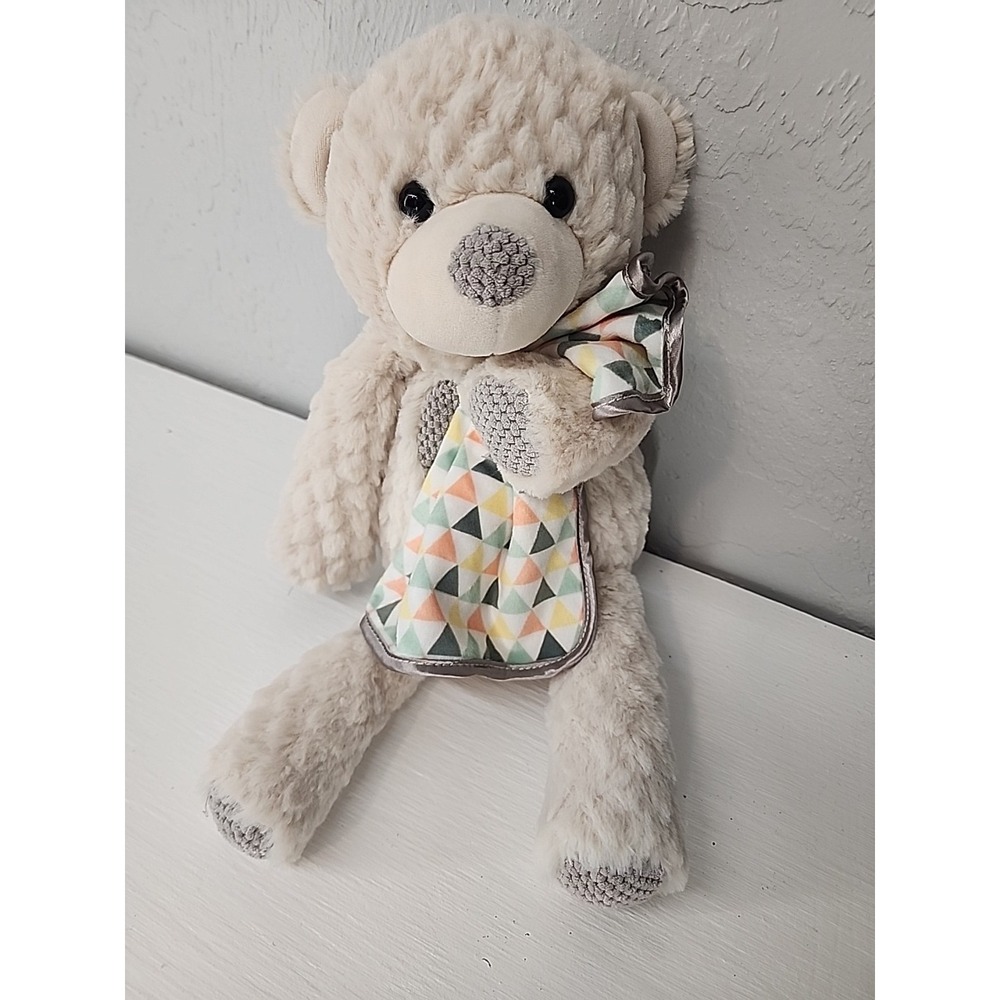 Scentsy Buddy Beige Plush‎ Teddy Bear Scent Pak Pocket Geometric Blanket Kids